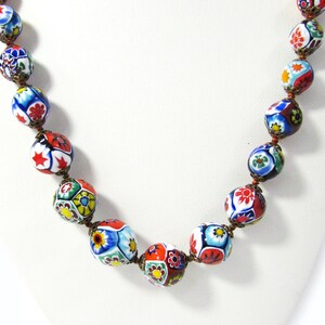 Vintage Millefiori Glass Bead Necklace 30 Colorful Beaded Necklace Italian Glass Necklace 画像 5