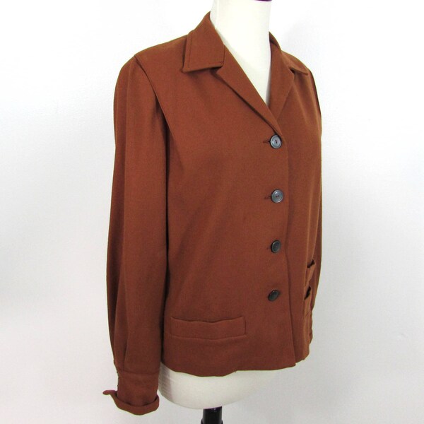 Bobbie Brooks Shirt Jacket - rust brown wool blend - 1950s -  S-M