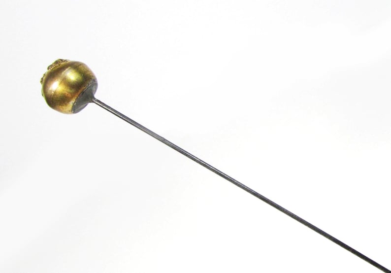 Antique British Royal Artillery Hat Pin Cannon & Crown Brass Ball Military Insignia image 8