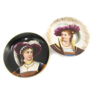 Portrait Pin Dishes - Your Choice - hand painted ca 1900 - 2-5/8&quot; mini dish