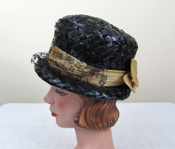 Cappello bucket di paglia nero con fascia ombre abbronzante e | Etsy Italia