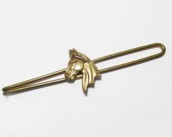 Vintage Brass Horse Head Tie Clip - 2-3/4"