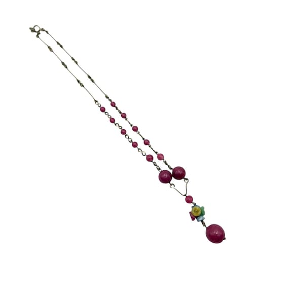 Art Deco Czech glass flower necklace - image 2
