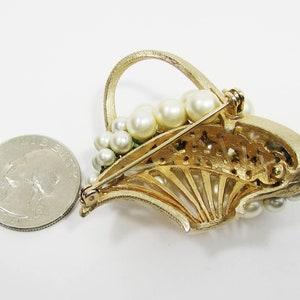 Vintage Faux Pearl Pin Pearls in Basket Brooch Basket of Pearls Pin image 7