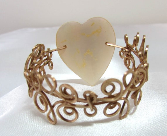 Antique Childs Heart Bracelets - Mother of Pearl … - image 8