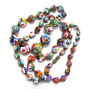 Vintage Millefiori Glass Bead Necklace 30 Colorful Beaded Necklace Italian Glass Necklace 画像 6