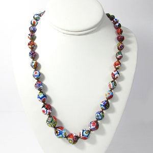 Vintage Millefiori Glass Bead Necklace 30 Colorful Beaded Necklace Italian Glass Necklace 画像 4