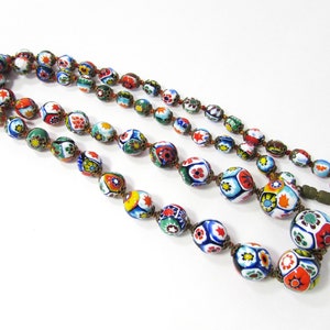 Vintage Millefiori Glass Bead Necklace 30 Colorful Beaded Necklace Italian Glass Necklace 画像 3