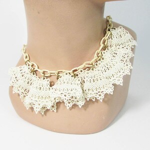 Vintage Celluloid Necklace celluloid lace necklace Celluloid Lumarith Lace Necklace Off-white celluloid choker 15 long image 3