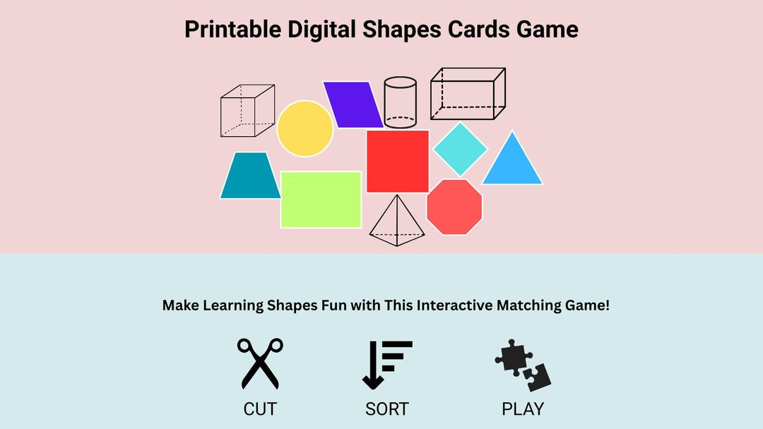 Printable Digital Geometry Shapes Cards Game - Etsy