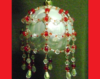 20% Off Sale - Victorian Inspired Beaded Christmas Ornament Cover Pattern - Beading Tutorial XMB-11 - Instant Download .pdf