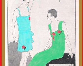 Vintage 1920's Lingerie Instructions - Woman's Camisole Vest, Panties, Nightgown - Reproduction Tutorial Pattern - Download