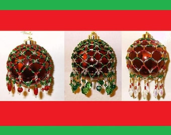 50% Off Sale - Victorian Inspired Beaded Ornament Cover Patterns - Set of Three (3) Tutorials - Bead Netting - .pdf instant download