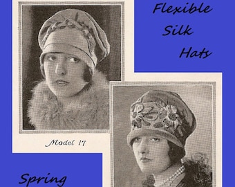 Vintage 1920er Hutmacherei - Anleitung zur Herstellung flexibler Seidenhüte - Frühjahr 1927 Reproduktion Fashion Service Pattern download
