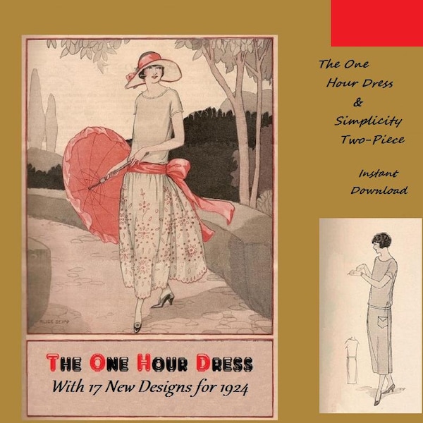 Das One-Hour-Kleid und der Einfachheit halber Zweiteiler ohne Muster - Vintage 1920's Flapper Schneiderei Anleitung - Reproduktion
