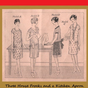 1920 年代のヴィンテージ縫製手順 - 女性用ハウスドレスとキッチンエプロン - 複製チュートリアルパターン - .pdf ダウンロード