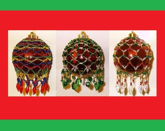 40% Off Sale - Victorian Inspired Beaded Ornament Cover Patterns - Set of Three (3) Tutorials - Bead Netting - .pdf download