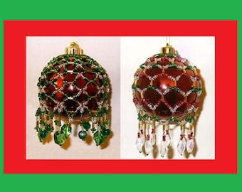 50% Off Sale - Victorian Inspired Beaded Christmas Ornament Cover Patterns - Two Beading Tutorials - Instant Download .pdf - X-02 and X-03