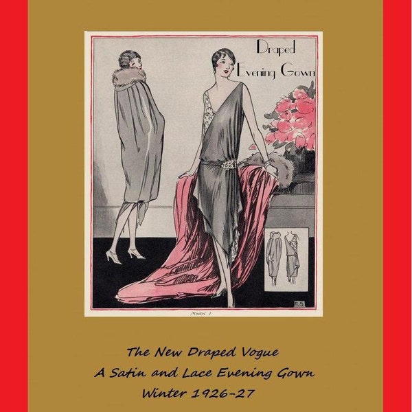 Instructions de confection de robes à clapet vintage des années 1920 - La nouvelle robe de soirée drapée Vogue - Reproduction de modèle de service de mode