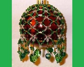 40% Off Sale - Victorian Inspired Beaded Ornament Cover Pattern #X-02 - Beading Tutorial in .pdf - Instant Download Instructions