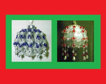 40% Off Sale - Victorian Inspired Beaded Christmas Ornament Cover Patterns - set of two Tutorials - .pdf - Instand Download Instructions