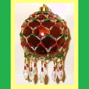 40% Off Sale - Victorian Inspired Beaded Christmas Ornament Cover Pattern - Download Tutorial in .pdf Format   (X-03)