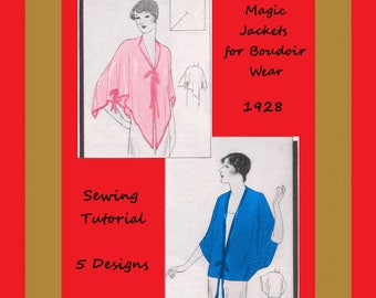 Vintage 1920's Lingerie Instructions - Women's Bed Jackets in 5 Designs - Reproduction Sewing Tutorial Pattern - pdf Download