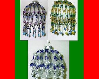 50% Off Sale -  Victorian Inspired Beaded Ornament Cover Patterns - Set of Three (3) Tutorials - Bead Netting - .pdf download