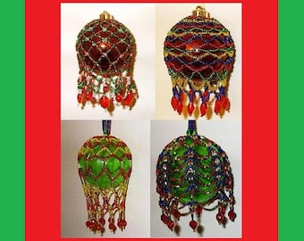 50% Off Sale - Victorian Inspired Beaded Christmas Ornament Cover Patterns - set of 4 Tutorials - .pdf