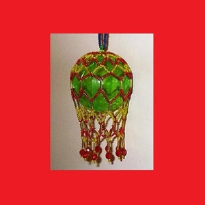 50% Off Sale - Victorian Inspired Beaded Christmas Ornament Cover Pattern - Beading Tutorial #X-05 - Instant Download .pdf