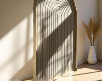 Arched Wood Wall Art: Japandi Boho Home Decor