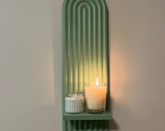 Modern Wall Shelf, Minimalist Candle Holder, Green Decorative Wall Decor