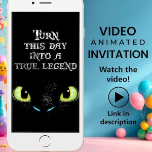 How to Train Your Dragon Video Invitation – Editable Animated Birthday Invite – Digital Party Invitation for Kids