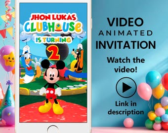 Video de invitación de cumpleaños de Mickey Mouse Clubhouse / MP4 personalizado de Evite / Invitación animada para fiestas infantiles