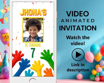 Colorful Street Party Video Invitation | Animated Furry Monster Birthday MP4 | Fun Custom Kids Evite