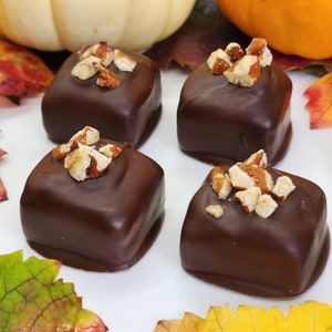 Pecan Caramels, Dark Chocolate Covered Caramels, from Napa Valley Chocolate Company, Thanksgiving, Dessert Table, Hostess Gift image 1