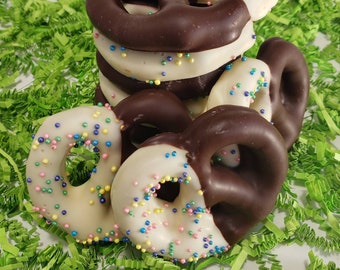 Easter Pretzels, Artisan chocolate dipped pretzels, Chocolate Pretzels for any occasion