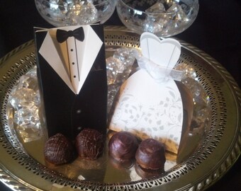 Wedding Inspiration Bride and Groom Favor Boxes with Chocolate Truffles