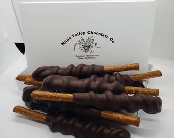 12 Pc. Caramel Wrapped Pretzel Rods Covered in Belgian Chocolate, Gift-Boxed
