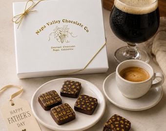 Father's Day Chocolate Truffle Box - Handmade Dark Chocolate Truffles with Stout or Espresso