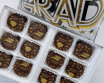 Graduation Truffles, Chocolate Truffles, Graduation Gifts, Chocolate, Truffles, Dark Chocolate, Chocolate Gifts, Hostess Gifts, Party Favors