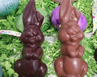 Solid Chocolate Easter Bunnies, Milk Chocolate, Dark Chocolate, White Chocolate Artisan Chocolate Bunnies