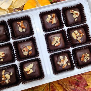 Pecan Caramels, Dark Chocolate Covered Caramels, from Napa Valley Chocolate Company, Thanksgiving, Dessert Table, Hostess Gift image 3