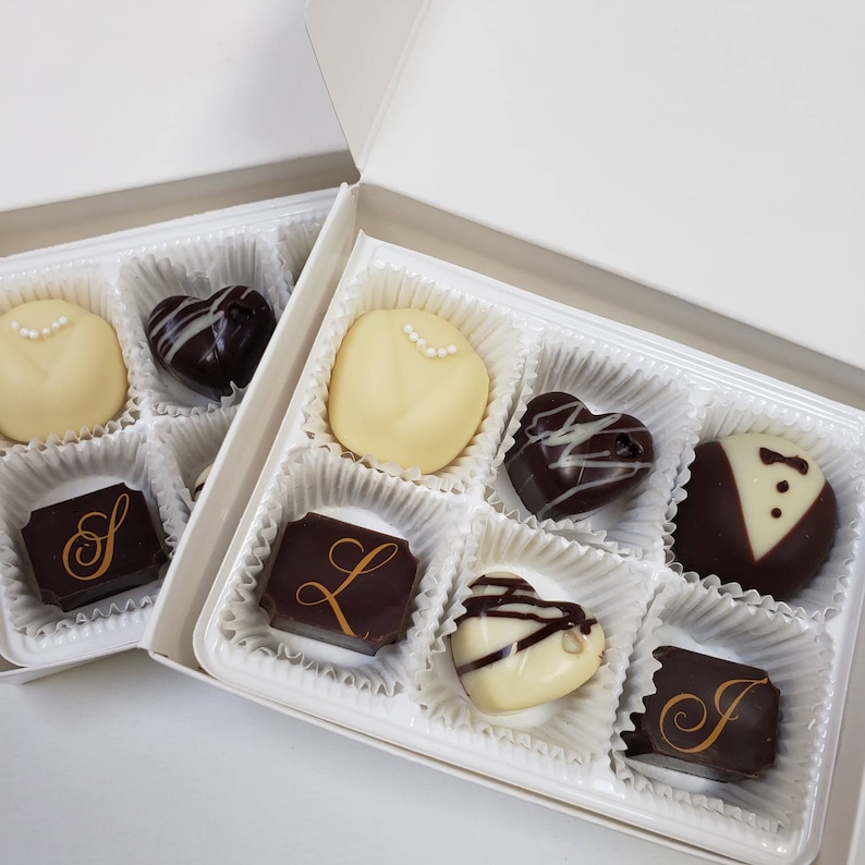 Wedding Truffles, Monogrammed Chocolates, Bride and Groom Truffles