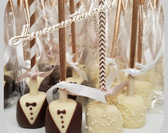 Chocolate Covered Marshmallows, Bride and Groom Marshmallows, Wedding Gift, Engagement Gift, Congratulations Gift