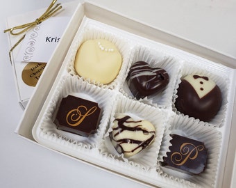 Wedding Truffles, Monogrammed Chocolates, Bride and Groom Truffles, Perfect for Wedding Favor Gifts, Welcome Gift Bags