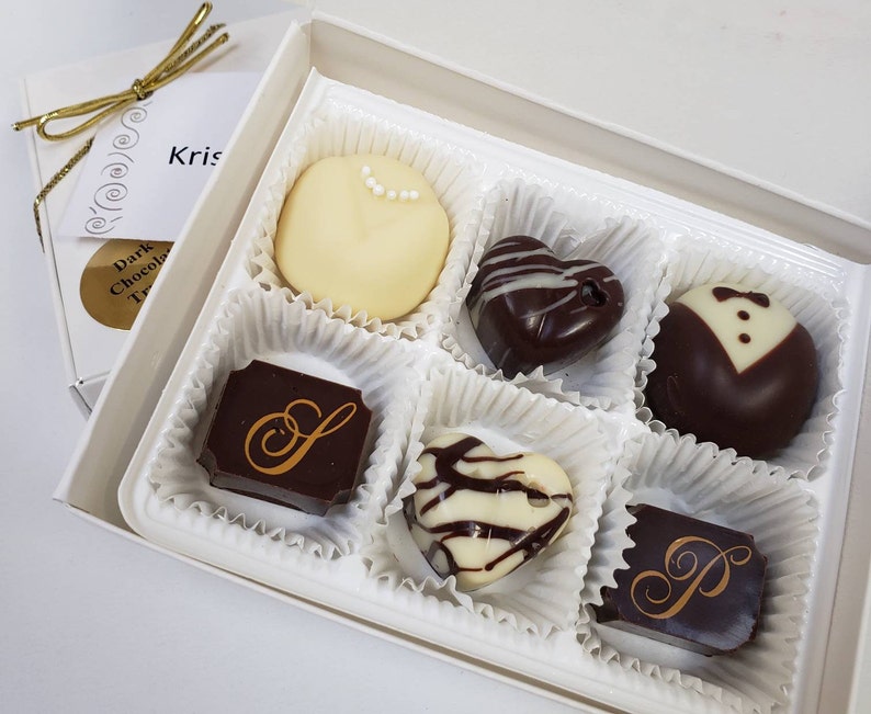 Wedding Truffles, Monogrammed Chocolates, Bride and Groom Truffles