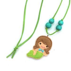 Mermaid Necklace, Kids Necklace, Little Girls Jewelry, Party Favor, Birthday Party Favor, Felt Jewelry, Toddler Necklace, Baby Necklace image 3