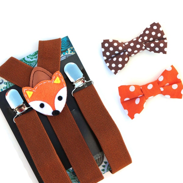 Kids Fox Suspenders, Brown Suspenders, Boys Suspenders, Animal, Baby, Toddler Suspenders, Childrens Photo Prop, Wedding, Birthday