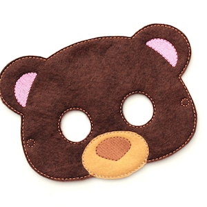 Kids Bear Mask, Teddy Bear Costume, Felt Mask, Kids Face Mask, Animal Mask, Halloween Costume, Pretend Play, Dress Up, Party Favors, Costume